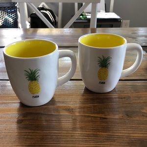 Rae Dunn pineapple pina coffee mugs yellow